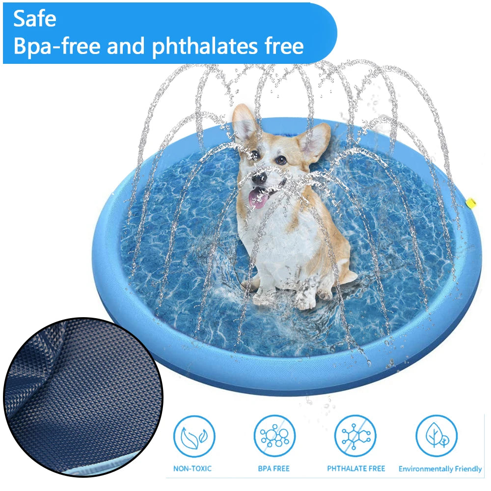 Pet Dog Toys Inflatable Water Spray Pad Mat Tub Play Cooling Mat Pet Sprinkler Pad For Dog Summer Cool Swimming Pool Outdoor
