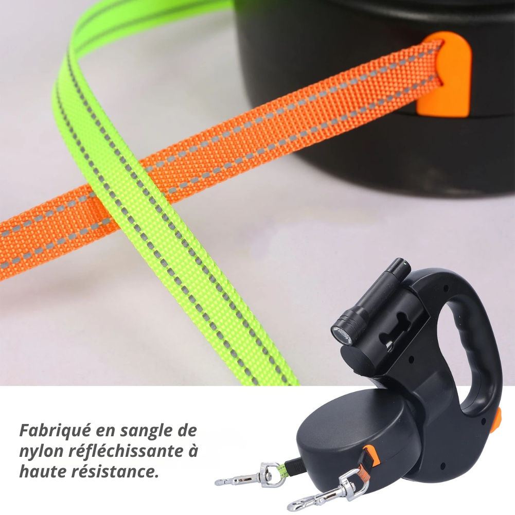 Laisse Automatique Rétractable Rotative – Conçue en ABS et nylon de haute qualité