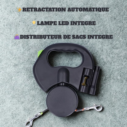 Laisse Automatique Rétractable Rotative – Conçue en ABS et nylon de haute qualité